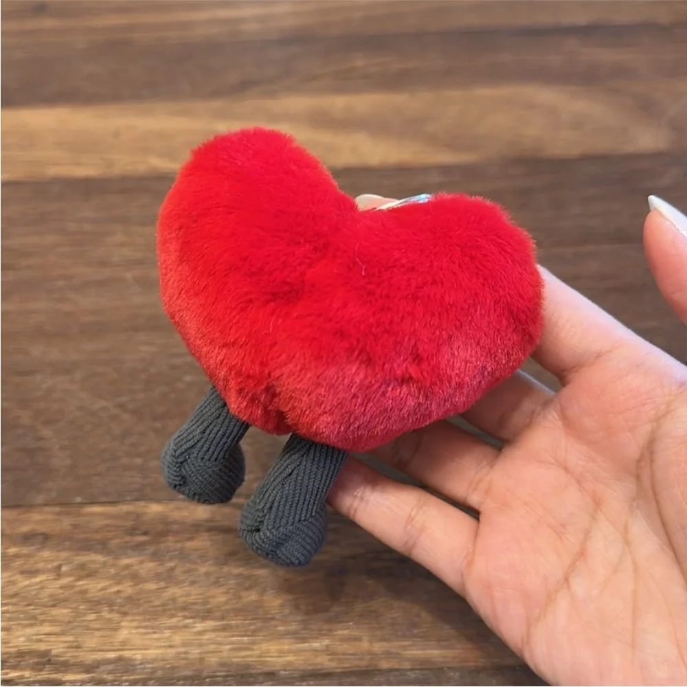 Red Heart Plush Keychain Cute Kawaii Bag Charm Soft Stuffed Pendant Gift